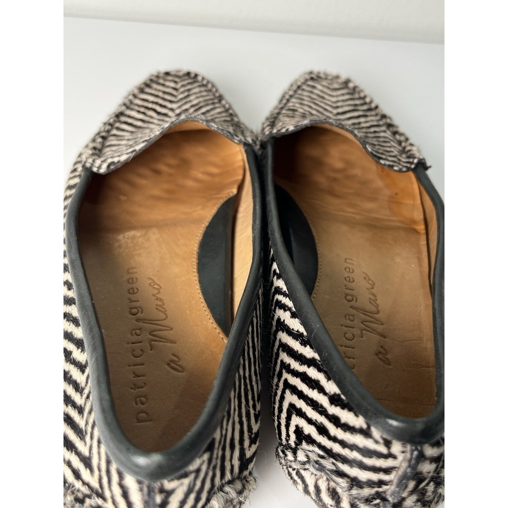 Patricia Green Jillian Loafers Women 7M Zebra Chevron Calf Hair Driving Shoes - Picture 6 of 8